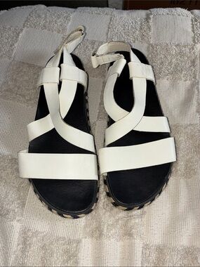 Sorel White Strappy Leather Ankle-Strap Sandals